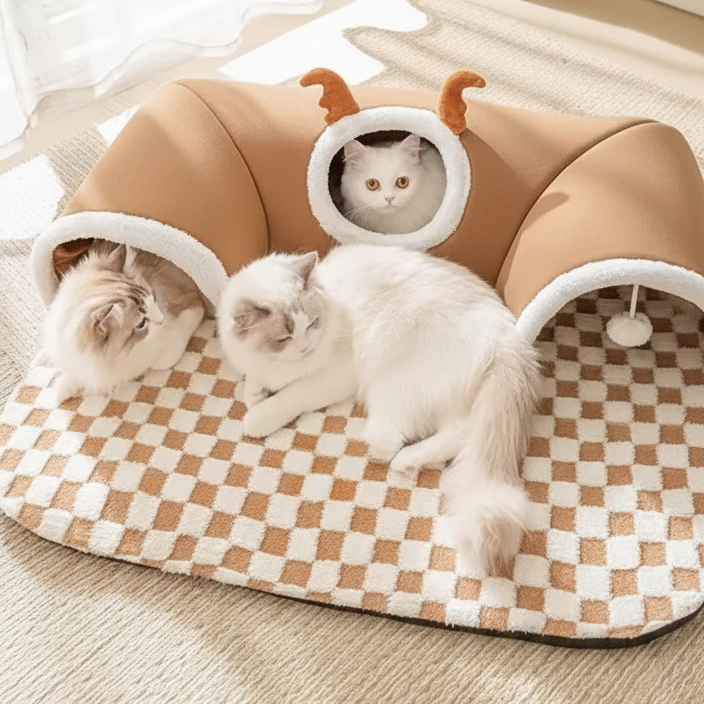 Modern Cat Hideaway Cave – Plush Indoor Pet Shelter