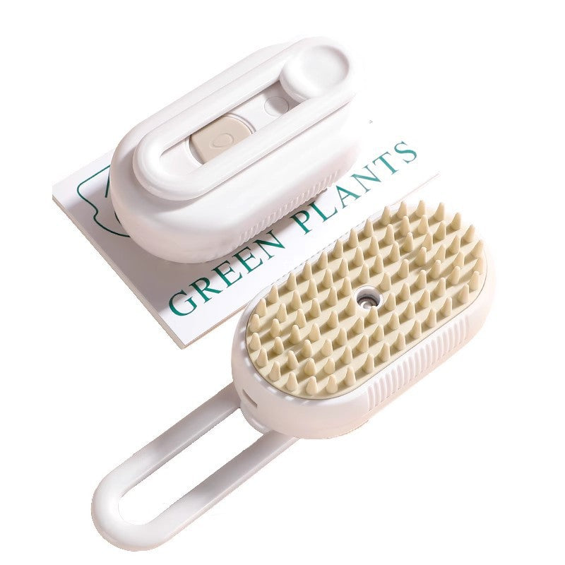 White grooming brush with bristles on a white background