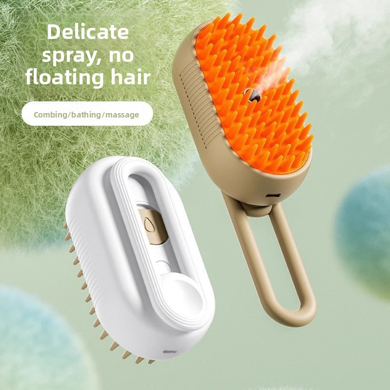 Two grooming tools with orange bristles and a white base on a light green background.